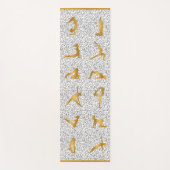 Gold-Yoga-Pose-Silhouetten auf Schwarz und Weiß Yogamatte (Vorderseite)