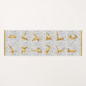 Gold-Yoga-Pose-Silhouetten auf Schwarz und Weiß Yogamatte (Vorderseite (Horizontal))