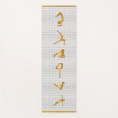 Gold Yoga Pose Silhouetten auf schwarzem Muster Yogamatte (Vorderseite)
