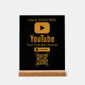 Gold YouTube Abonnieren QR Code Schwarz Acrylschild (Vorderseite)