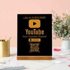 Gold YouTube Subscribe QR Code Black Acrylschild
