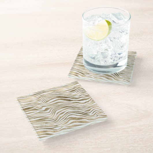 Gold Zebra Animal Print       Glasuntersetzer (Schrägansicht)