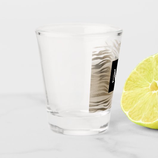 Gold Zebra Animal Print Monogram Schnapsglas (Links)