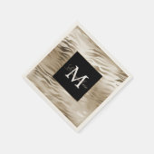 Gold Zebra Animal Print Monogram Serviette (Ecke)