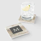 Gold Zebra Animal Print Monogram Steinuntersetzer (Seitenansicht)