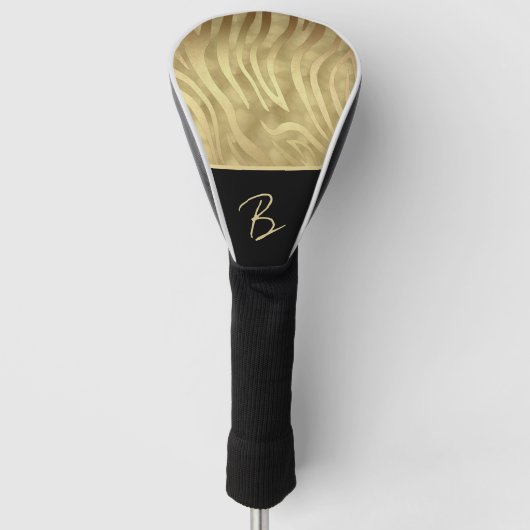 Gold Zebra Elegante Exotische Goldene Prinz Golf Headcover (Vorderseite)
