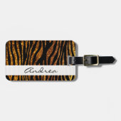 Gold Zebra, Glitter Zebra, Zebra Print, Your Name Gepäckanhänger (Vorderseite horizontal)