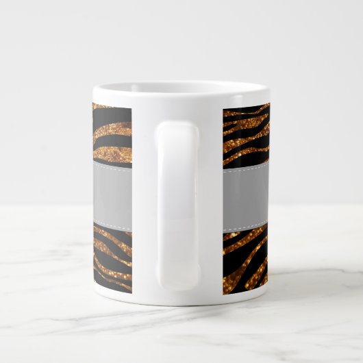 Gold Zebra, Glitter Zebra, Zebra Print, Your Name Jumbo-Tasse (Rückseite)