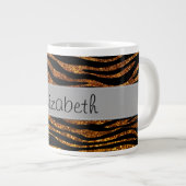 Gold Zebra, Glitter Zebra, Zebra Print, Your Name Jumbo-Tasse (Vorderseite Rechts)