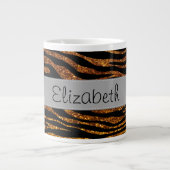 Gold Zebra, Glitter Zebra, Zebra Print, Your Name Jumbo-Tasse (Vorderseite)