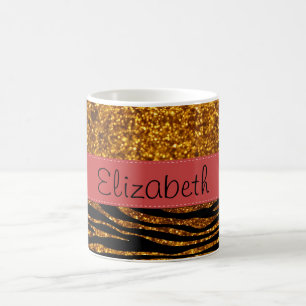 Gold Zebra, Glitter Zebra, Zebra Print, Your Name Kaffeetasse