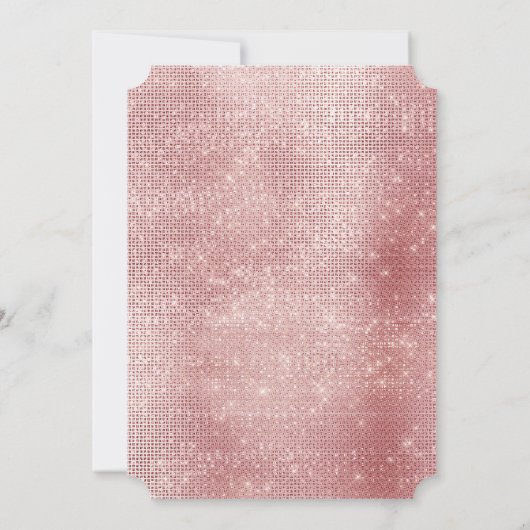 Gold Zebra Glitzer Rosa Fell Einladung (Rückseite)