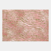 Gold Zebra Glitzer Rosa Fell Geschenkpapier Set (Vorderseite 3)