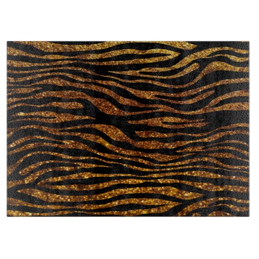 Gold Zebra, Glitzer Zebra, Zebra Print, Streifen Schneidebrett (Vorderseite)