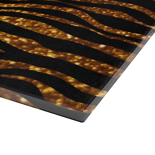 Gold Zebra, Glitzer Zebra, Zebra Print, Streifen Schneidebrett (Ecke)