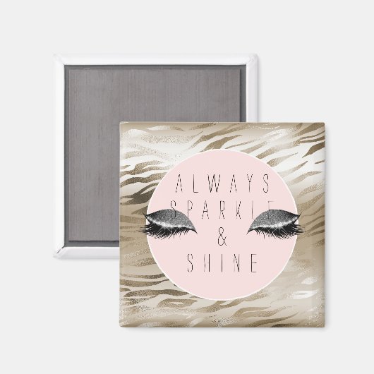 Gold Zebra Glitzy Silver Sparky Augen Magnet (Vorderseite/Rückseite)