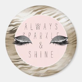 Gold Zebra Glitzy Silver Sparky Augen Magnet