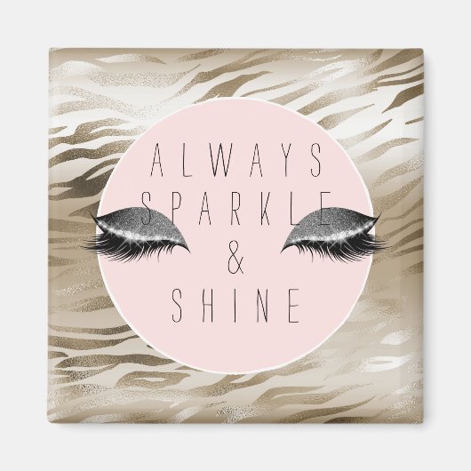 Gold Zebra Glitzy Silver Sparky Augen Magnet (Vorne)
