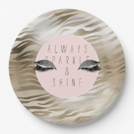 Gold Zebra Glitzy Silver Sparky Augen          Pappteller