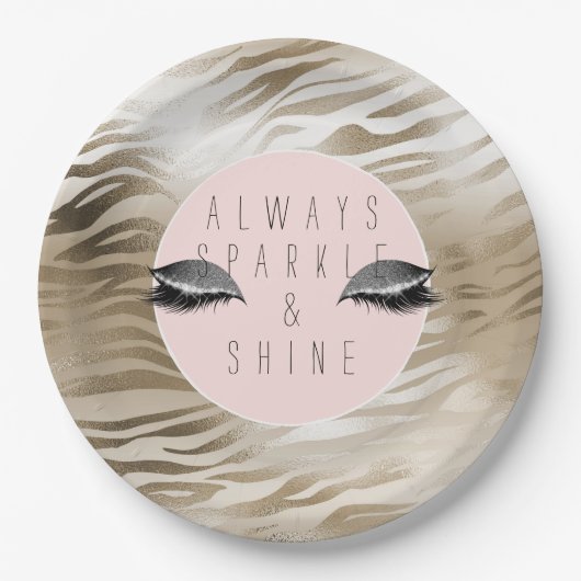Gold Zebra Glitzy Silver Sparky Augen          Pappteller (Vorderseite)