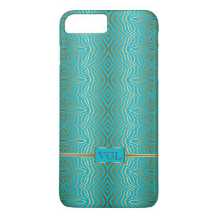 Gold Zebra-Muster über blaugrünem Hintergrund Case-Mate iPhone Hülle
