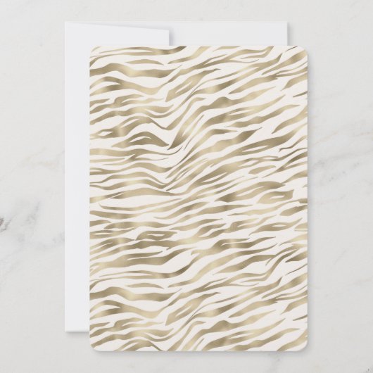 Gold Zebra Print Baby Dusche Einladung (Rückseite)