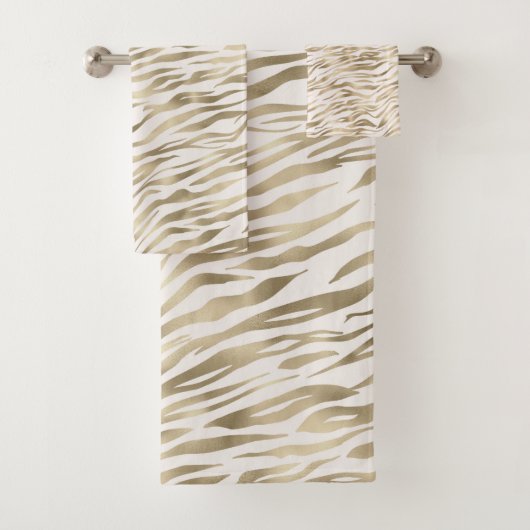 Gold Zebra Print Badhandtuch Set (Insitu)