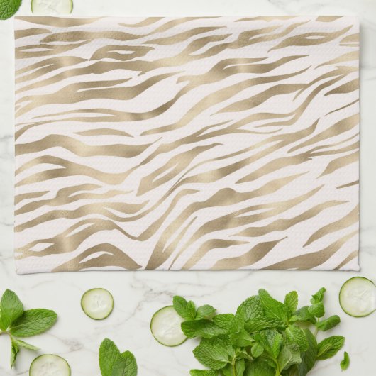 Gold Zebra Print Geschirrtuch (Gefaltet)