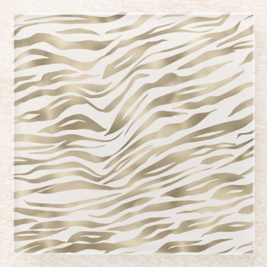 Gold Zebra Print Glasuntersetzer (Vorderseite)