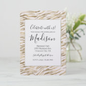 Gold Zebra Print Glitz Geburtstag Einladung (Stehend Vorderseite)
