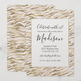 Gold Zebra Print Glitz Geburtstag Einladung