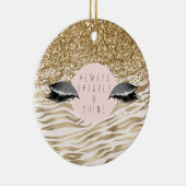 Gold Zebra Print Glitzy Eyes Keramik Ornament (Rechts)