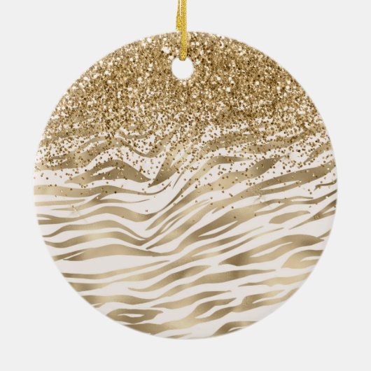 Gold Zebra Print Glitzy Eyes Keramik Ornament (Hinten)