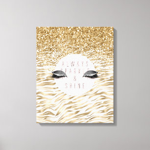 Gold Zebra Print Glitzy Eyes Leinwanddruck