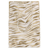 Gold Zebra Print Glitzy Eyes Mittlere Geschenktüte (Rückseite)