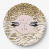 Gold Zebra Print Glitzy Eyes Pappteller (Vorderseite)