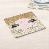 Gold Zebra Print Glitzy Eyes Rechteckiger Pappuntersetzer (angewinkelt)