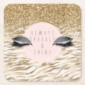 Gold Zebra Print Glitzy Eyes Rechteckiger Pappuntersetzer (Vorderseite)