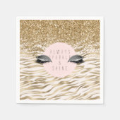 Gold Zebra Print Glitzy Eyes Serviette (Vorderseite)