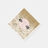 Gold Zebra Print Glitzy Eyes Serviette (Ecke)