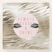 Gold Zebra Print Glitzy Silver Sparky Augen Glasuntersetzer (Vorderseite)
