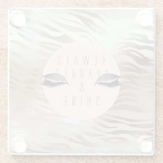 Gold Zebra Print Glitzy Silver Sparky Augen Glasuntersetzer (Rückseite)