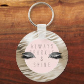 Gold Zebra Print Glitzy Silver Sparky Augen Schlüsselanhänger (Vorderseite)