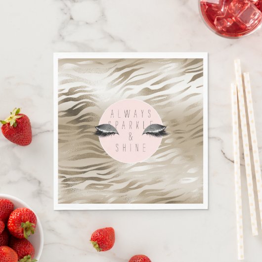 Gold Zebra Print Glitzy Silver Sparky Augen Serviette (Beispiel)