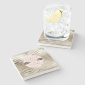 Gold Zebra Print Glitzy Silver Sparky Augen Steinuntersetzer (Seitenansicht)