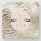 Gold Zebra Print Glitzy Silver Sparky Augen Steinuntersetzer (Vorderseite)