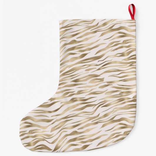 Gold Zebra Print Großer Weihnachtsstrumpf (Rückseite)