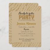 Gold Zebra Print Imitate Glitzer Bachelorette Einladung (Vorne/Hinten)