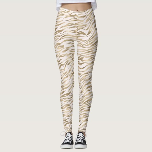 Gold Zebra Print Leggings (Vorderseite)