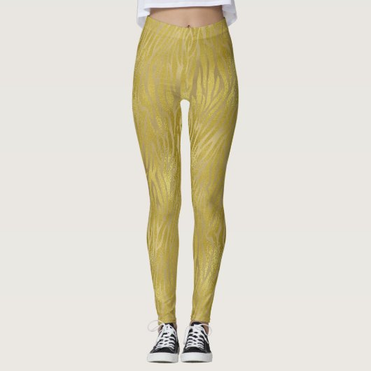 Gold Zebra Print Leggings (Vorderseite)